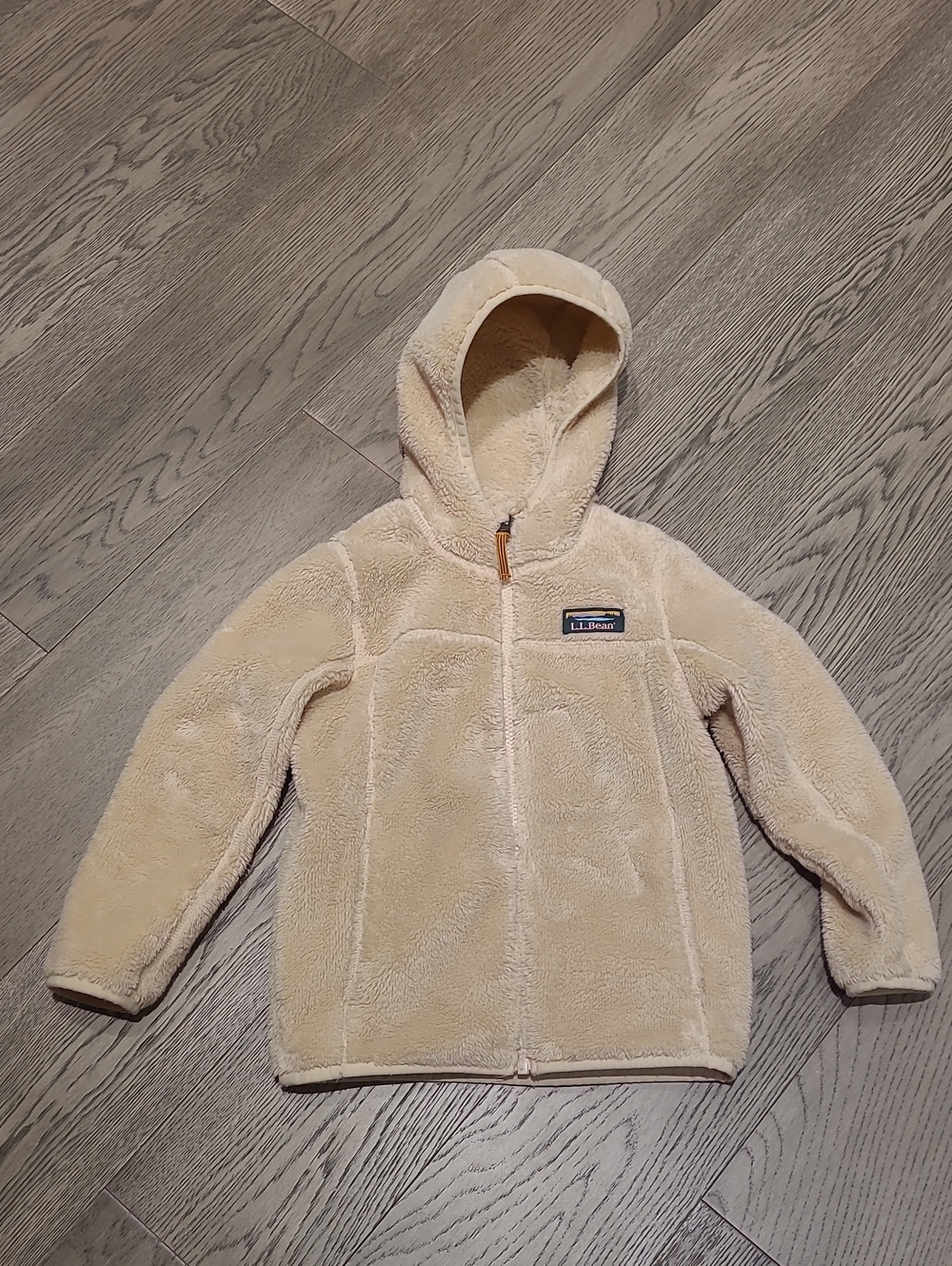 L.L. Bean Kids Cream Hooded Sherpa Zip Jacket Kids 5/6